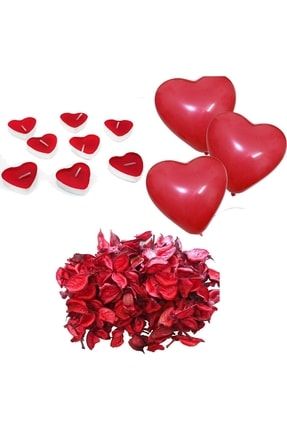 Evlilik Teklifi Paketi 1 Paket Gül Yaprağı 10 Kalp Balon 10 Kalp Mum PRA-6421450-3814