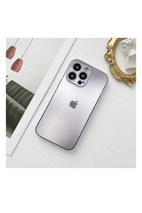 Iphone 13 Pro Uyumlu Metalik Ultra Ince Kenarları Bal Peteği Bezemeli Logolu Kamera Korumalı Kılıf metalik13pro