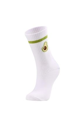 Beyaz Fitilli Avokadolu Kadın Çorap İG50