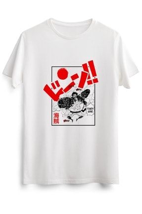 Unisex Beyaz T-shirt One Piece 4 Gear BR1046