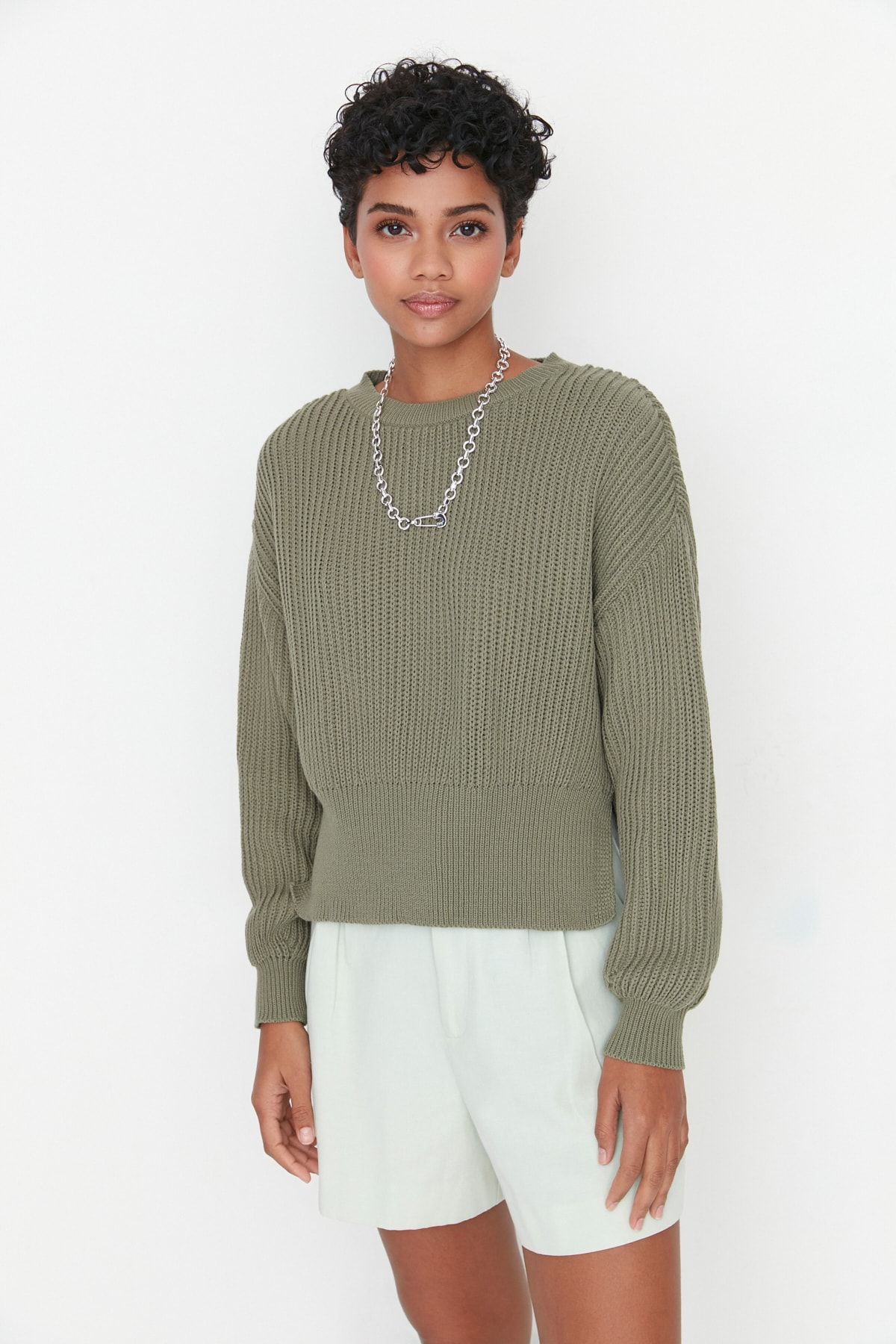 Trendyol Collection Pullover Khaki Regular Fit Fast ausverkauft
