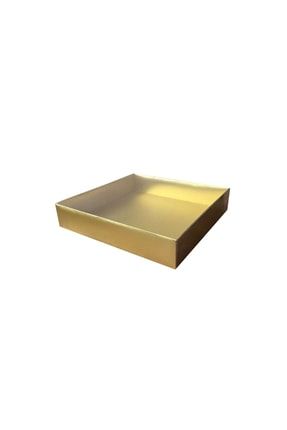 Asetat Kapaklı Karton Kutu Havlu Kutusu 25x25x5 Cm (10 Adet) Gold TE7515Gold