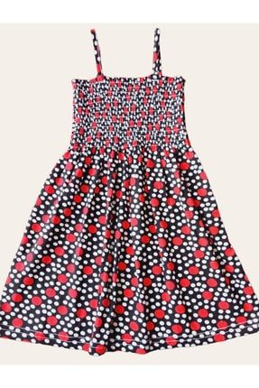 Kız Çocuk Siyah Üzeri Kırmızı Beyaz Puantiyeli Elbise TYC00481948809
