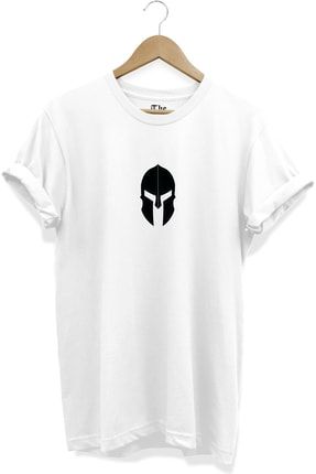 Beyaz Unisex Gladyatör Baskılı Cool Tasarım Kısa Kollu T-shirt TB0BT201
