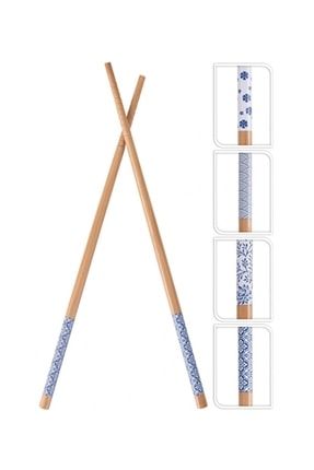 Mavi Beyaz Tasarım Chopstick, Yıkanabilir Bambu Yemek Çubuğu, Sushi Japon Çin Yemek Çubuğu, 24 cm Mavi Beyaz bambu yemek çubuğu