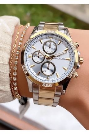 Sarı Gümüş Renk 2 Yıl Garantili Kadın Kol Saati - Bileklik Hediyeli 0850DKL041149