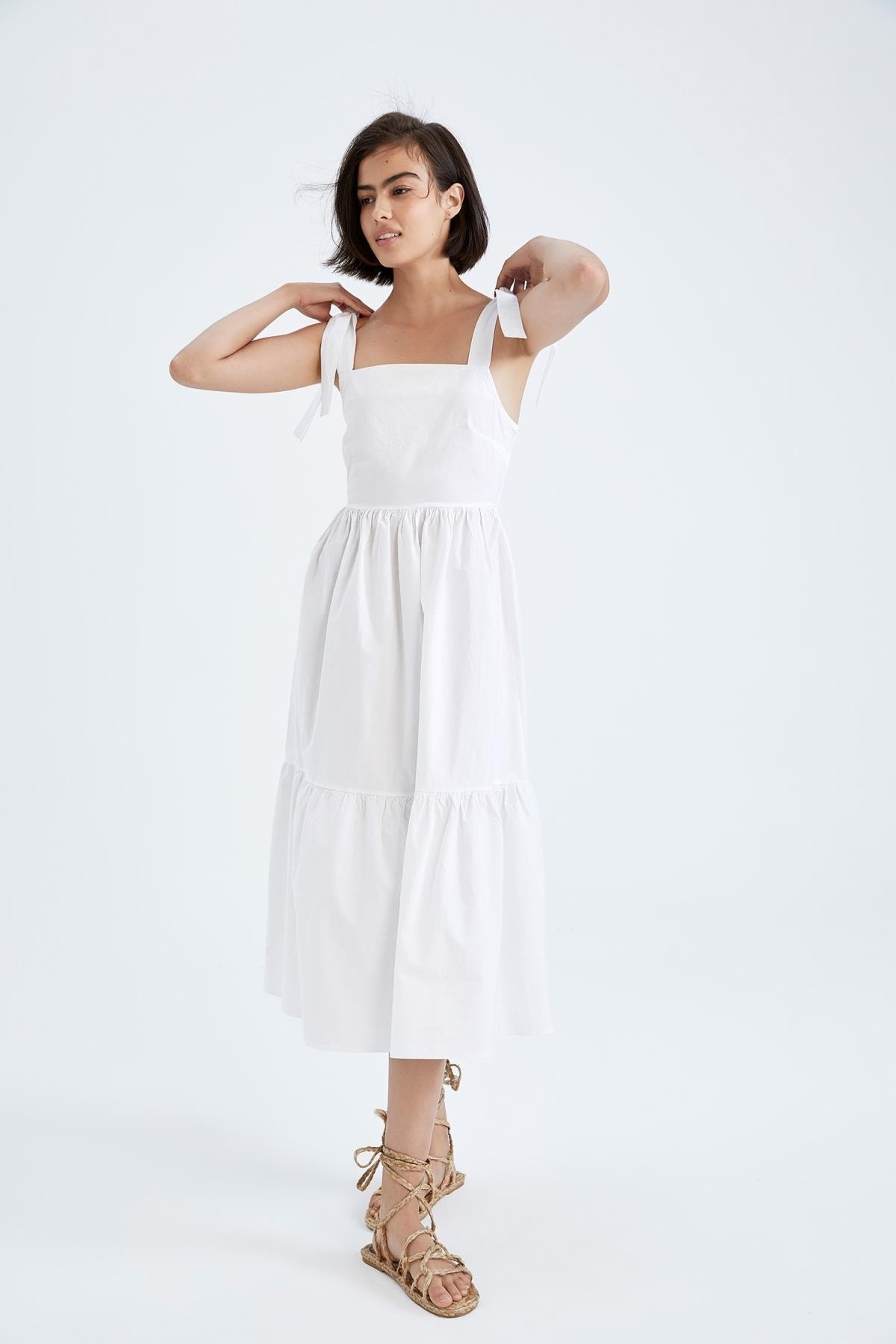 DeFacto Kleid Weiß Smock-Kleid