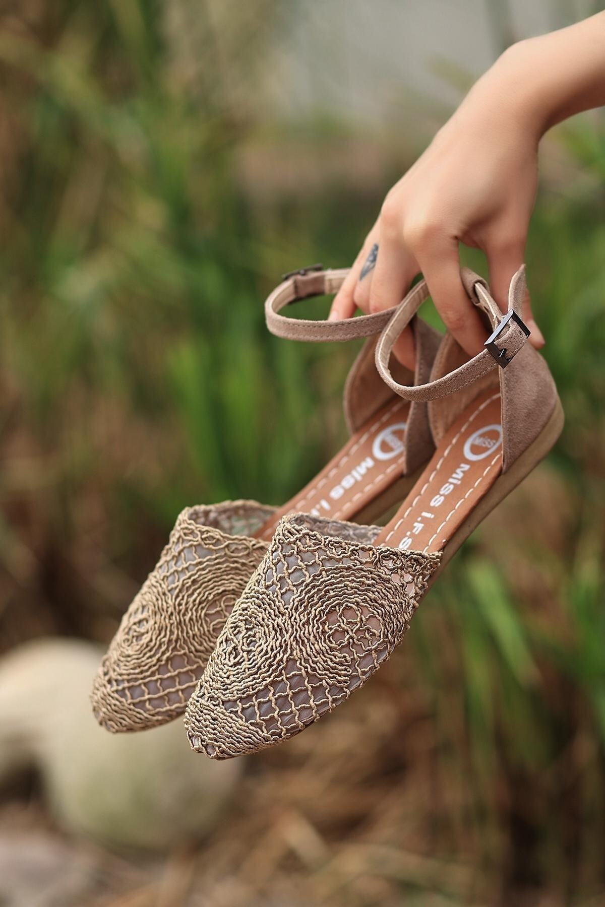 EFN.GİYİM Kstar Vizon Örgülü Sandalet