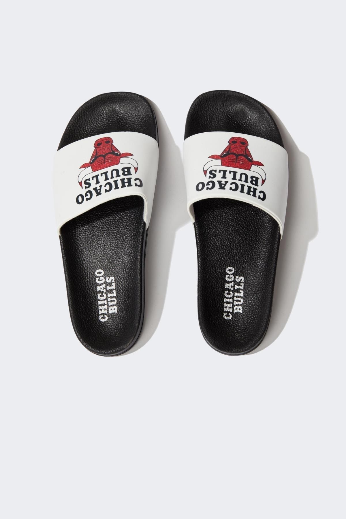 Defacto Women s Nba Chicago Bulls Flat Sole Faux Leather Slippers