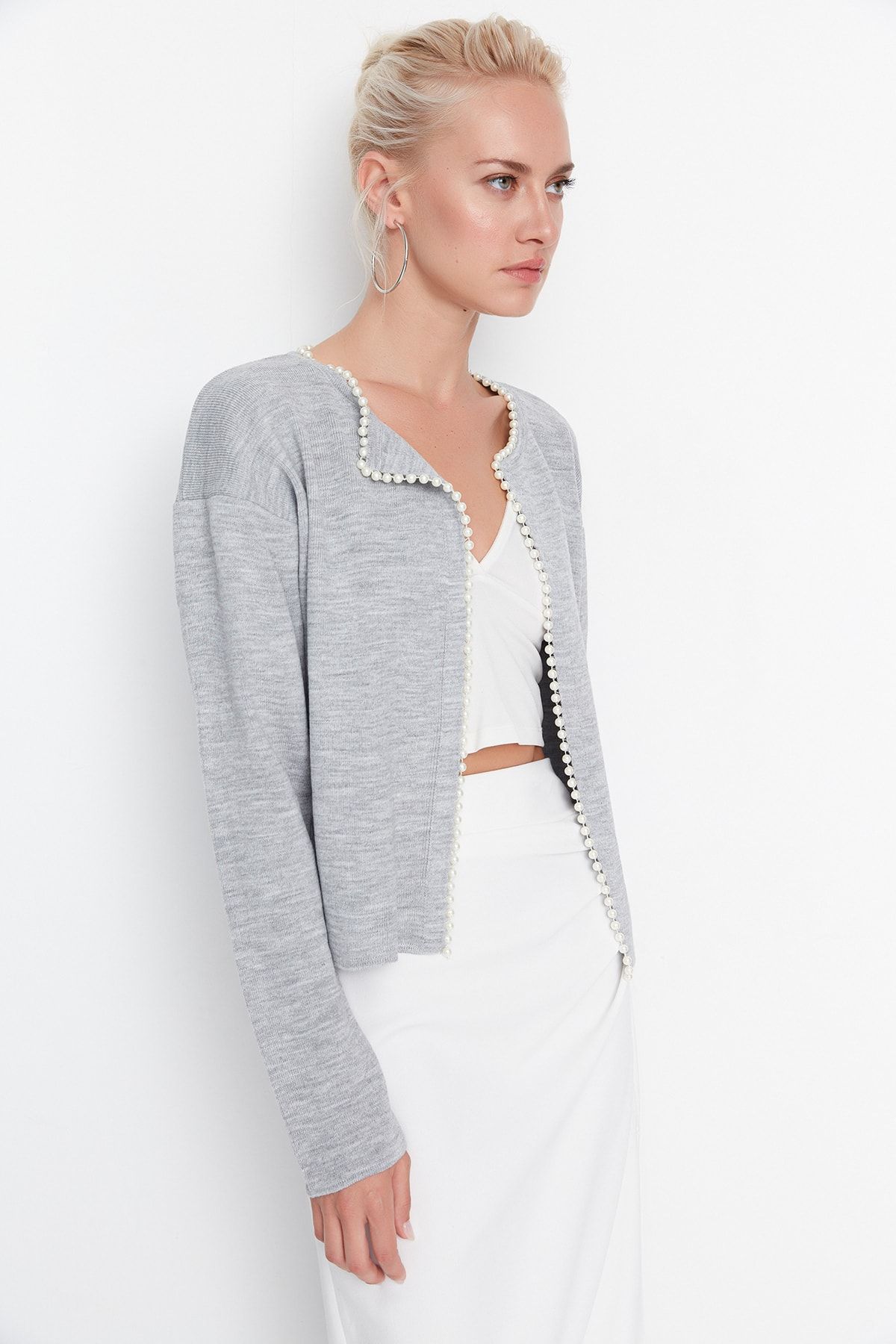 Trendyol Collection Strickjacke Grau Regular Fit