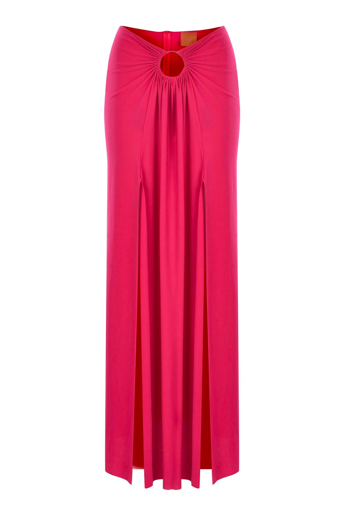 Whenever Company High Waist Long Skirt with Pink Hoop Detail and