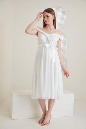 A0022-düşük Omuz Detay Hamile Mini Abiye-baby Shower Elbise ISSHDELB044