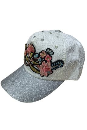 Çiçek Desenli Simli Şapka IRM1588C