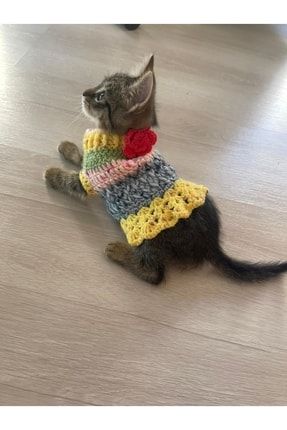Pati Kedi Köpek Örme Fırfırlı Elbise Renkli Giyim Pet 6212111G515
