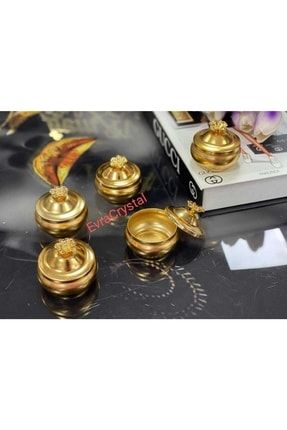 6 Adet Gold Pirinç Metal Lokumluk Sunumluk Şekerlik