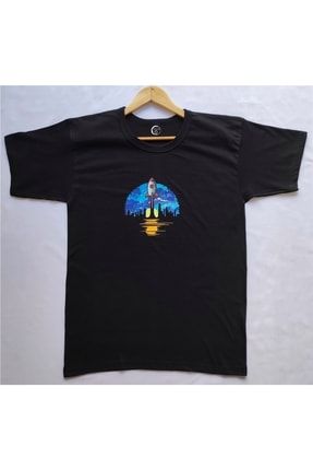 Unisex Siyah Regular Fit %100 Pamuk Baskılı T-shirt GUFOROKET