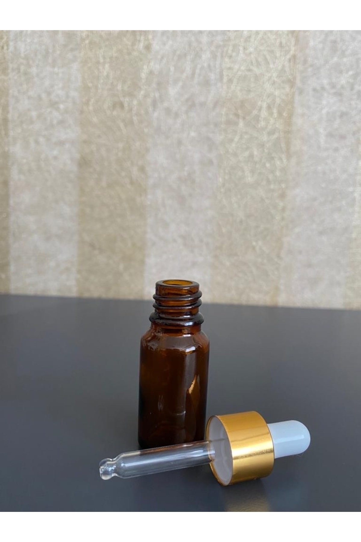 UGEE 10 Ml Amber Cam Şişe Cam Damlalıklı Sarı Kapak Beyaz Emzik 12 Adet