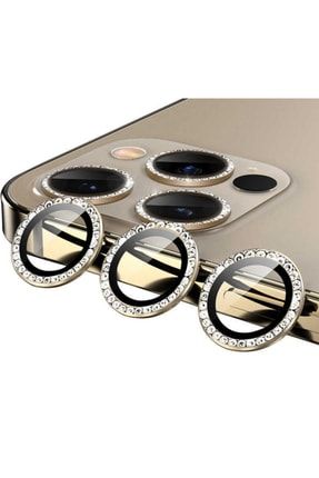 Iphone 11/11 Pro/11 Pro Max Uyumlu Gold Swarovski Taşlı Kamera Lensi Koruma İP11GLDTSLLNS