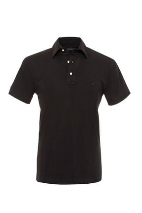 Erkek Siyah Düz Renkli Gömlek Yakalı Polo T-Shirt LWDGYMDL000002