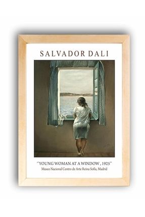 Ahşap Çerçeveli Tablo Salvador Dali Young Woman At A Window Dali Camdaki Kız