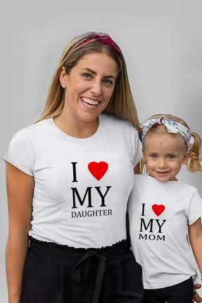 I Love My Daughter My Mom Anne Kız Kombin Tişört ANNE-KIZ-007