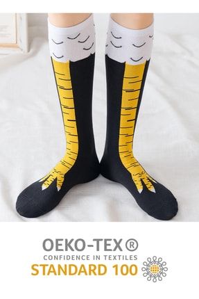 Tekli Unisex Tavuk Ayağı Desenli Dizaltı Çorap BGK-TV-K125