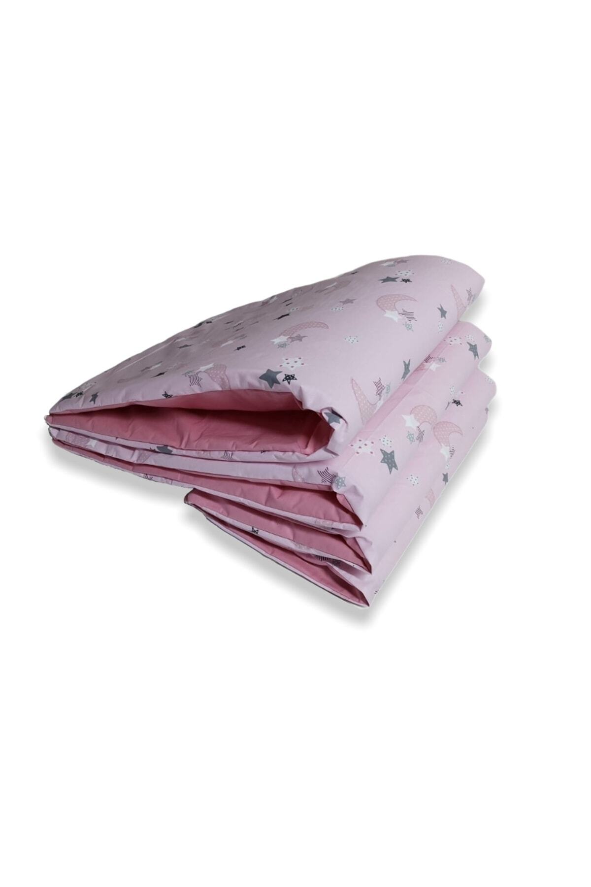Bebek Çocuk Beşik Kenar Koruma 70x110 Beşik Için (4 Parça) Pembe Desenli 2