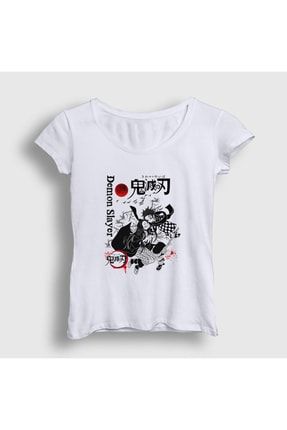 Kadın Beyaz Tanjiro Nezuko V2 Anime Demon Slayer Kimetsu No Yaiba T-shirt 309003tt
