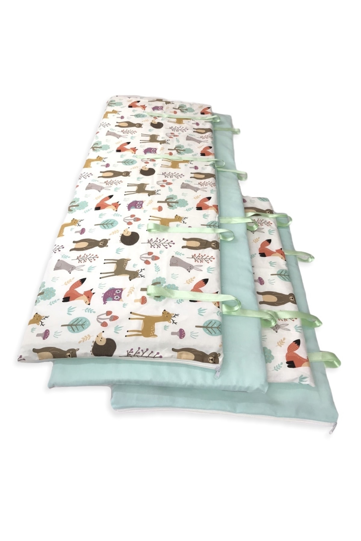 Bebek Çocuk Beşik Kenar Koruma 60x120 Beşik Için (4 Parça) Doğa Mint Yeşili 2