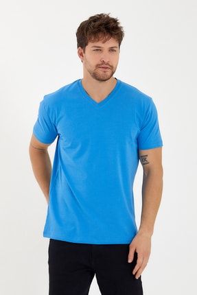 V Yaka Basic Likralı T-shirt Y&R-SLN5
