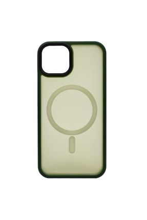 Apple iphone 13 Uyumlu Mat Renkli MagSafe Arka Koruma - Yeşil TY-11666