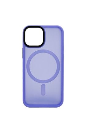 Apple iphone 13 Mini Uyumlu Mat Renkli MagSafe Arka Koruma - Lila TY-11664