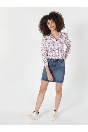 Slim Fit Baskılı Kadın Çok Renkli Uzun Kol Gömlek .CL1058740_Q1.V1_MTC