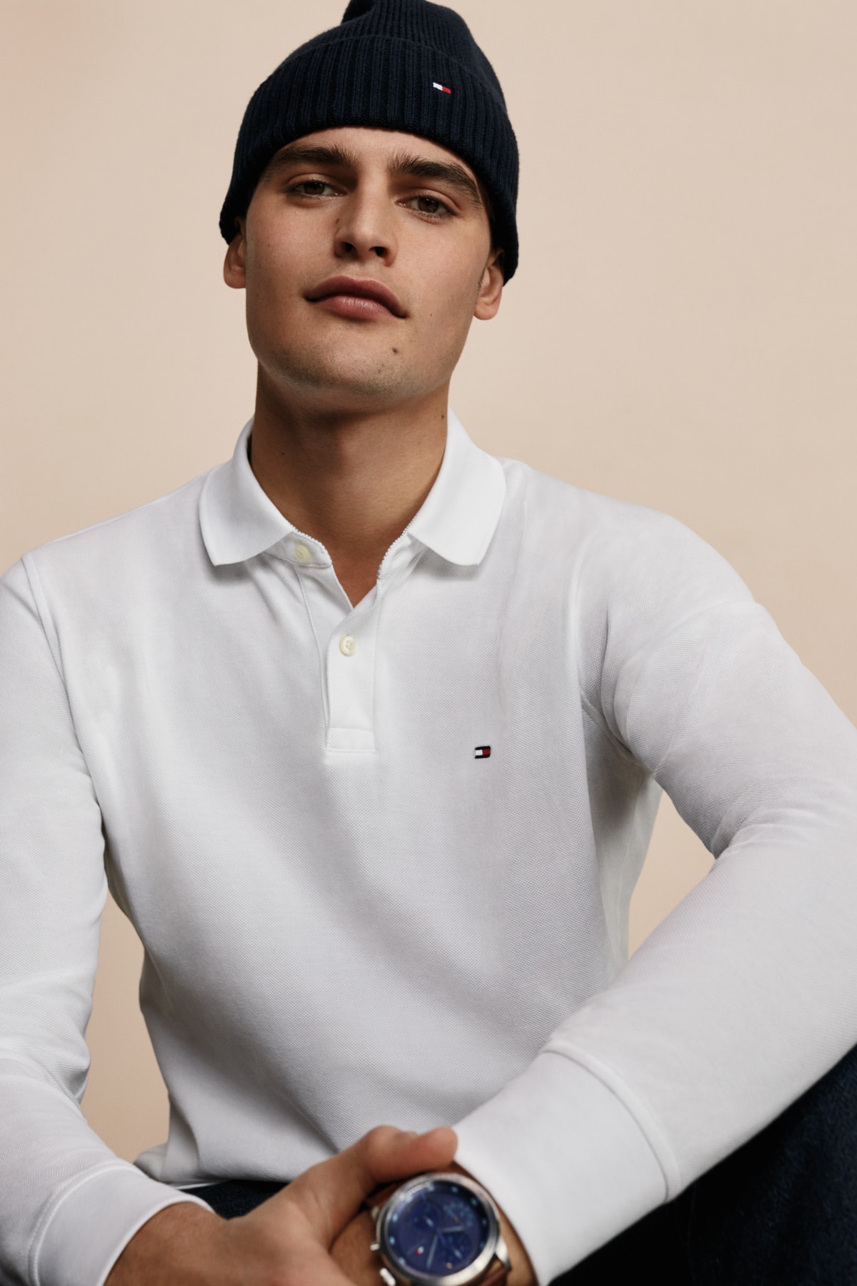 تامی هیلفیگر تی شرت مردانه یقه گرد سفید مدل 1985 کد LS Polo MW0MW20183