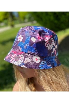 Yeni Trend Yaz Modası Çiçek Desenli Bucket Baget Şapka Yetişkin Kadın Büyük Çocuk Şapkası 593773-223