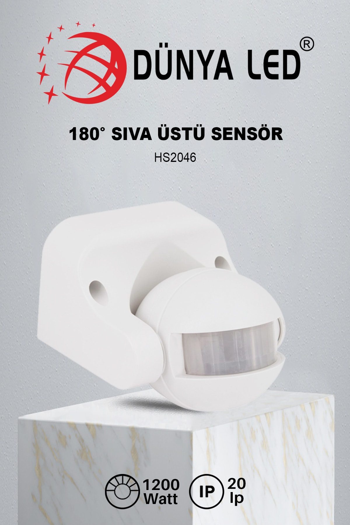 DÜNYA LED Hs.2046 Hareketli Sensör Algılama Mesafesi 3-8 Metre