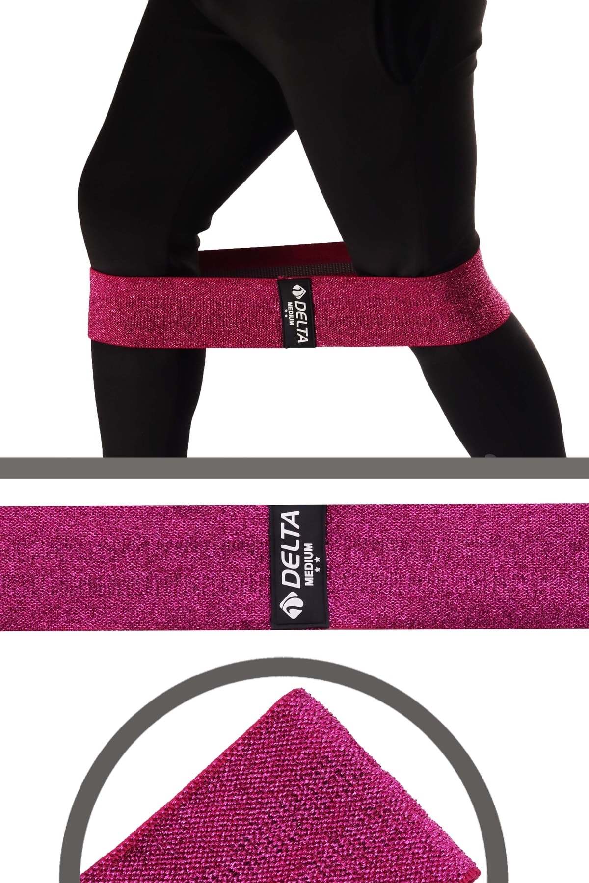 Delta Orta Sert Squat Bant Pilates Fitness Kalça Egzersizi Direnç Bandı Lastiği (Uç Kısmı Kapalı)