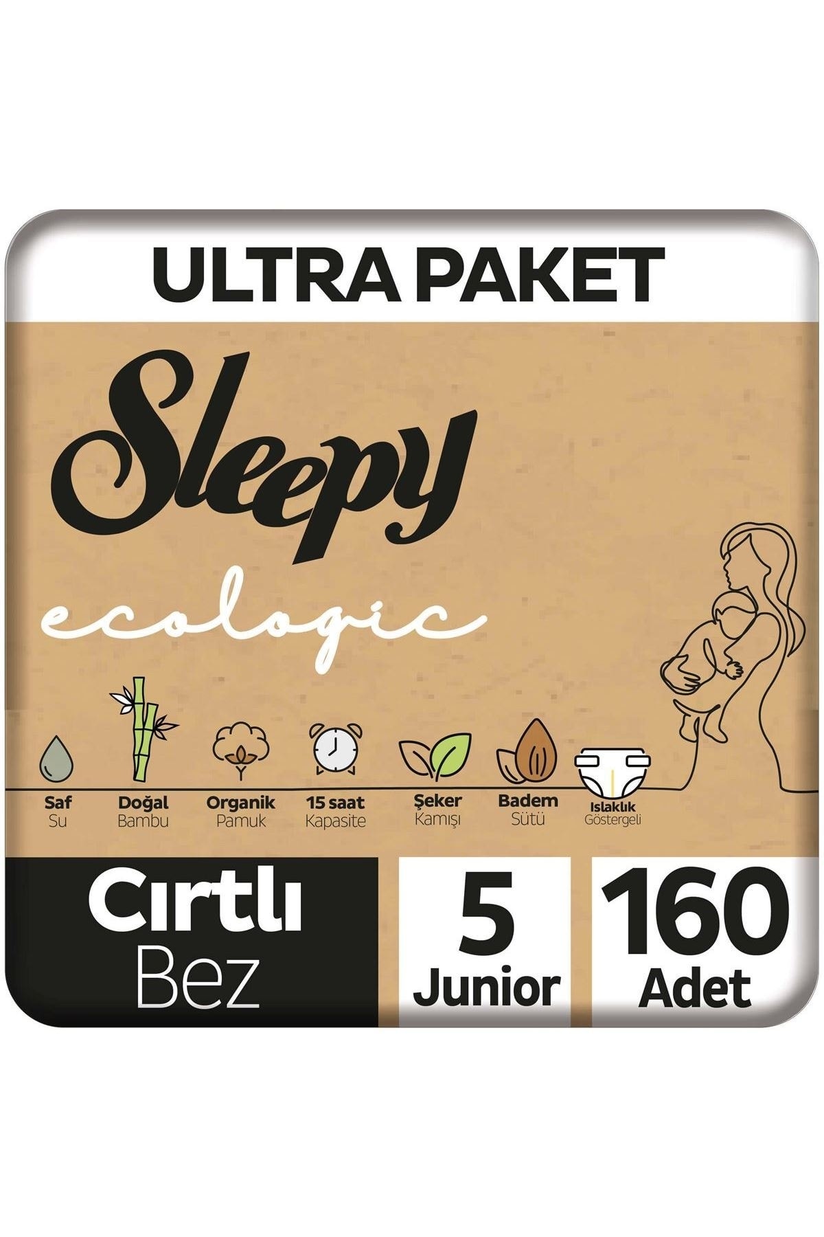 Sleepy Ecologic Ultra Paket Bebek Bezi 5 Numara Junior 160 Adet