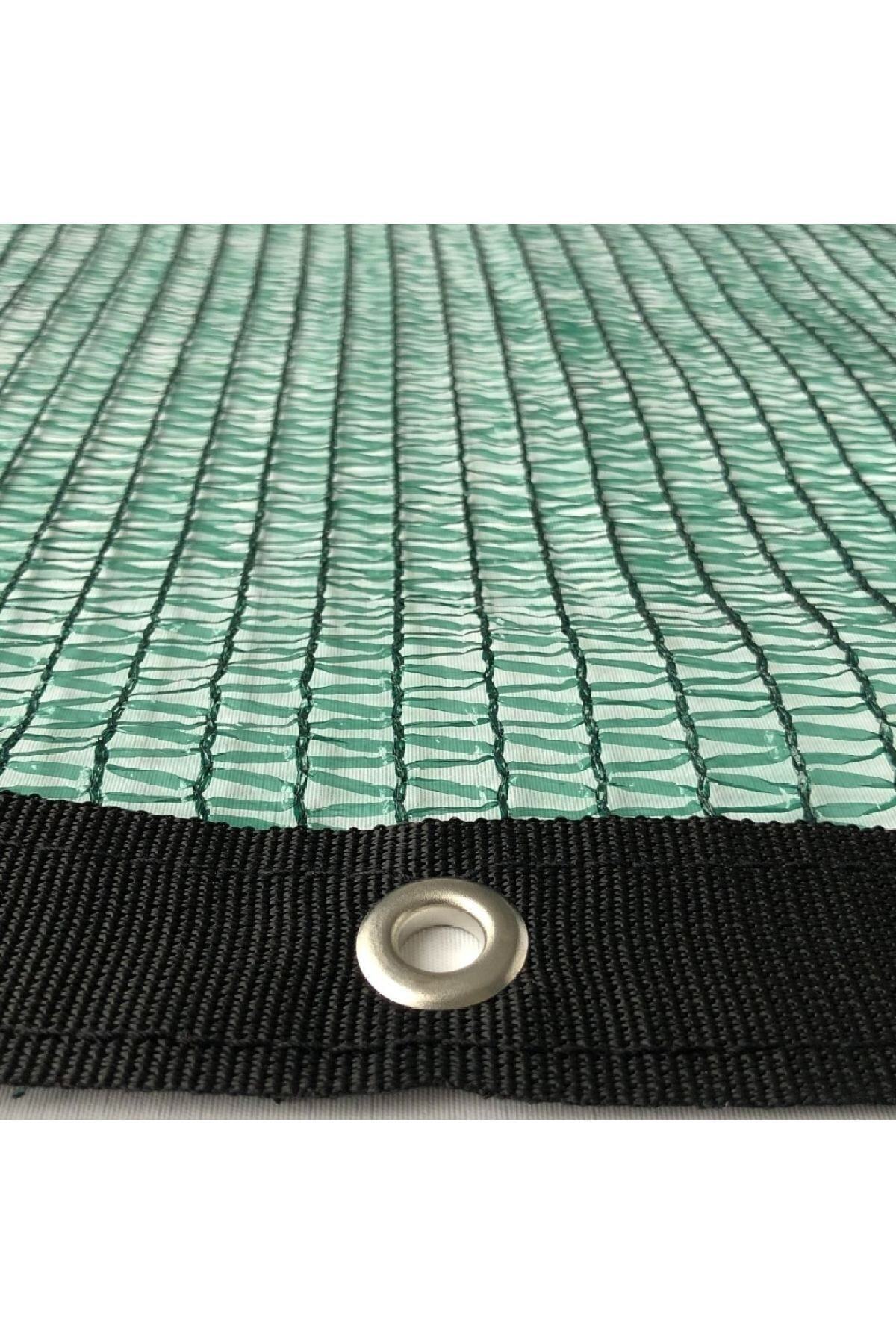 %40'lık 2m X 2m Gölgelik-bahçe Çit Filesi-premium Siyah Şeritli Halkalı - Yeşil 2