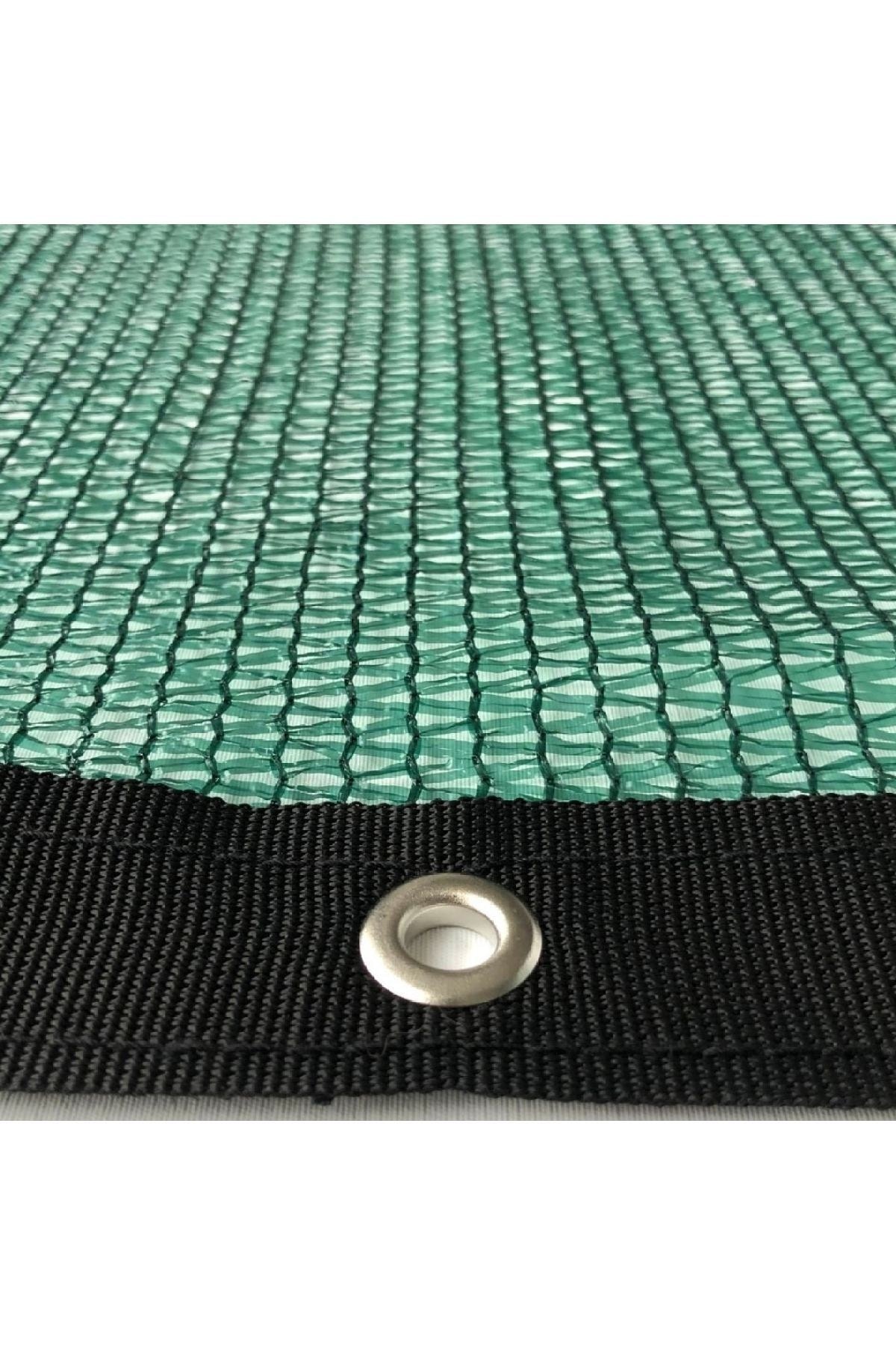 %55'lik 3m X 3m Gölgelik-bahçe Çit Filesi-premium Siyah Şeritli Halkalı - Yeşil 2