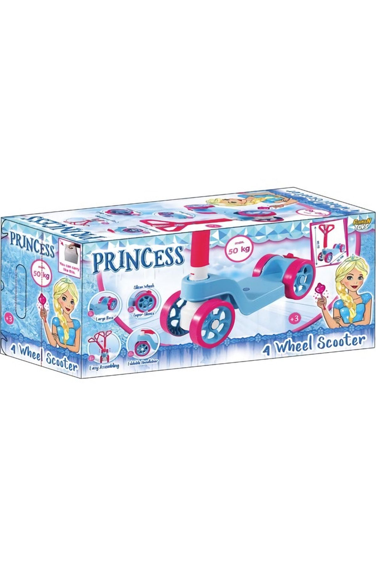 اسکوتر کودکان صورتی زنانه چرخ های پرنسس 4 Furkan Toys