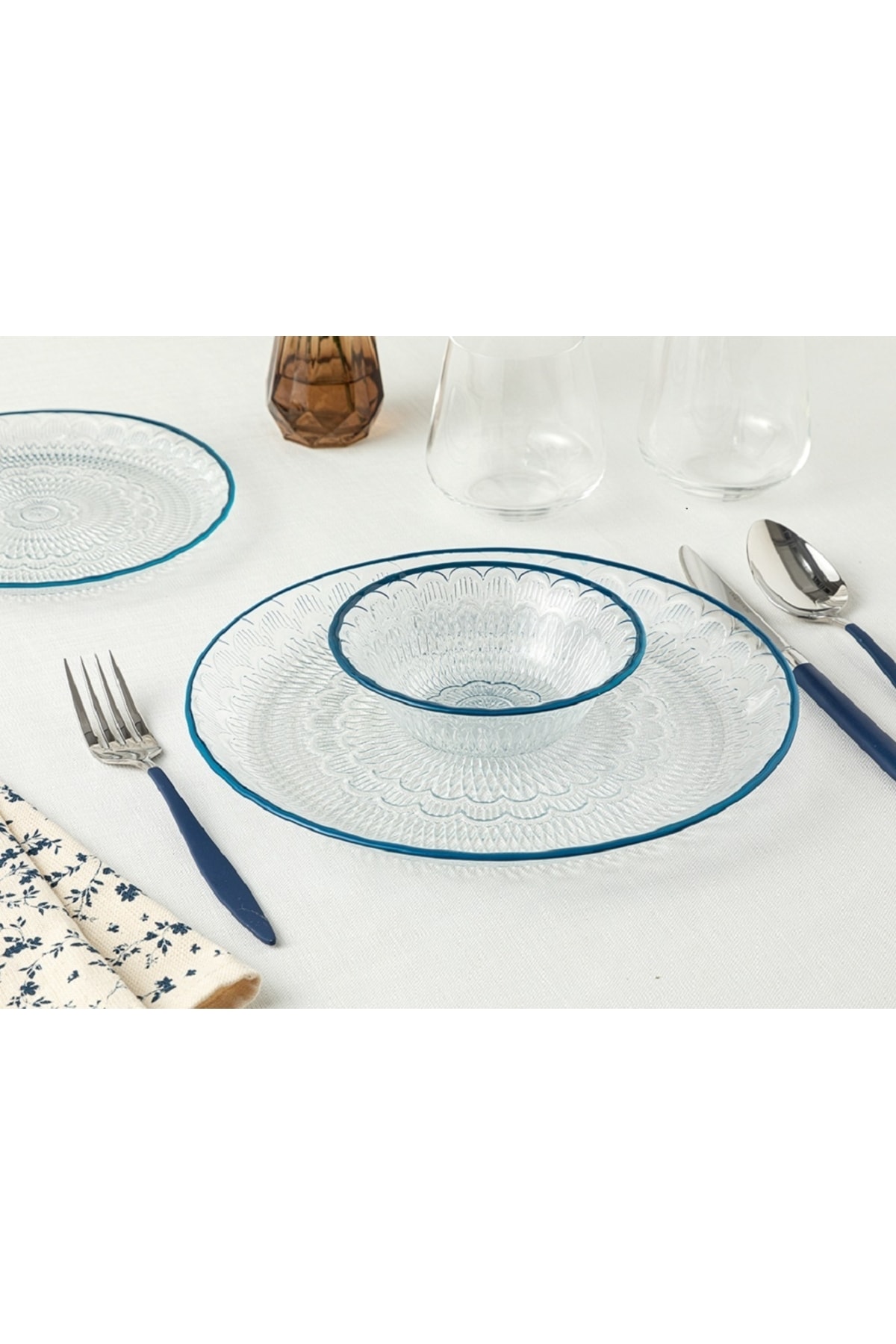 ست ظروف غذاخوری شیشه ای مدل نوون گلس لبه رنگی 6 تیکه انگلیش هوم English Home