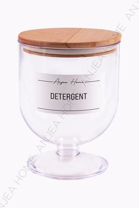 ( Detergent ) 1.5 Lt Dekoratif Oval Ahşap Ve Vakumlu Kapak - Sert Plastik Saklama Kabı ANJEA100133