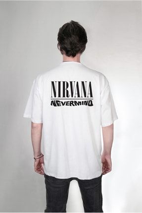 Nirvana Nevermind Yazılı Çift Taraf Özel Tasarım Baskılı Oversize Unisex Tişört 43325g14da025446