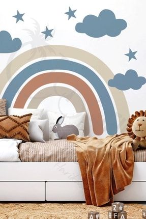 Soft Gökkuşağı Bulut Ve Yıldızlar Çocuk Odası Duvar Sticker TA-CS478