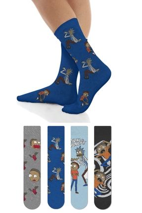 Rick & Morty Desenli Dört Mevsim Unisex 4'lü Soket Çorap Seti CCU61