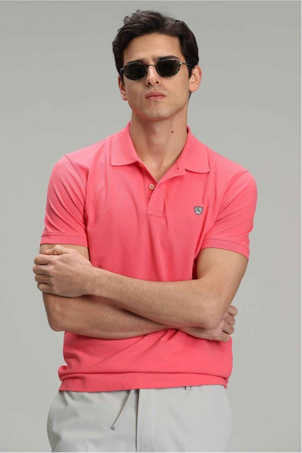Lufian تی شرت مردانه یقه پولو اسپرت Laon Candy Pink 111040091