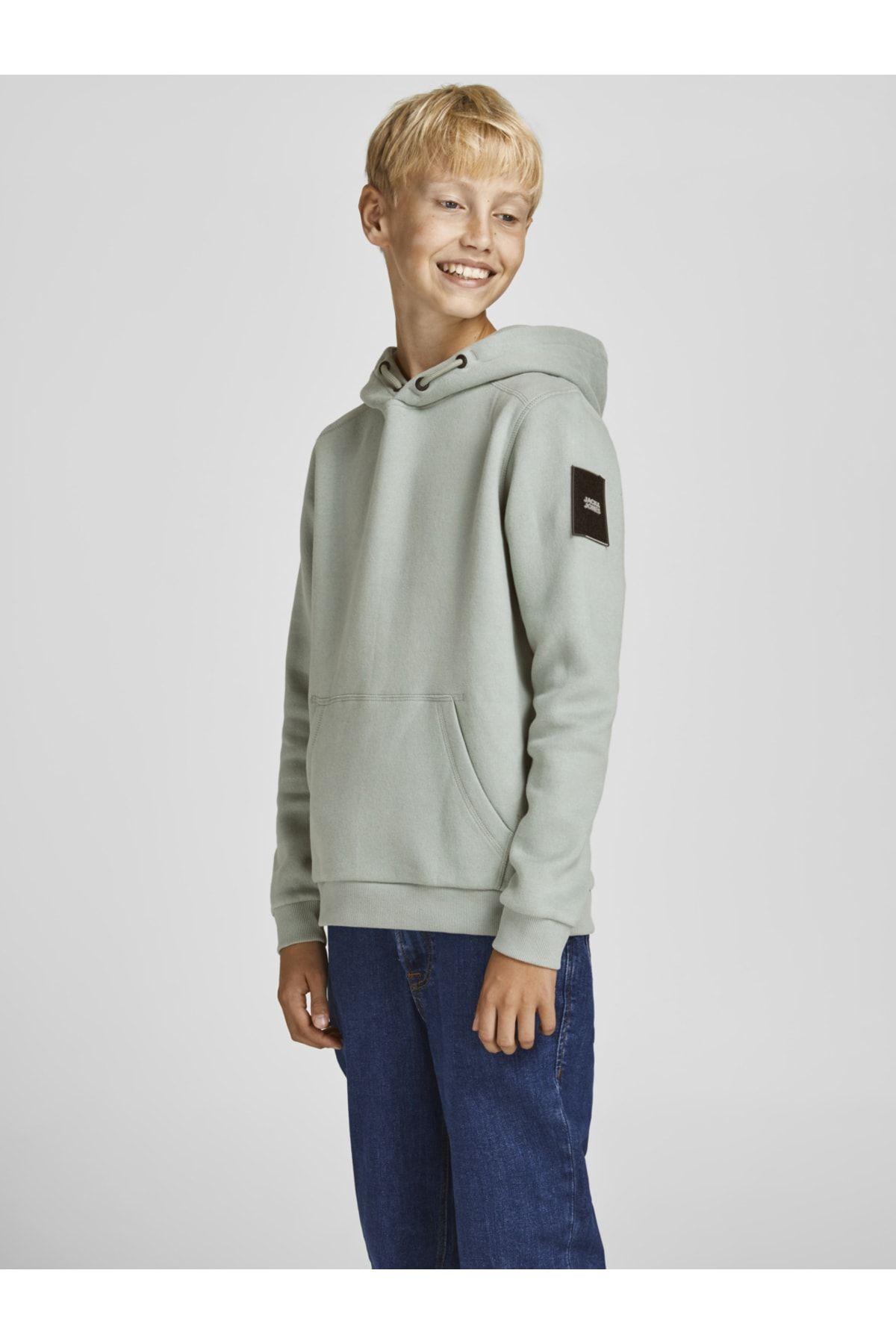 Düz Renk Kapüsonlu Çocuk Sweatshirt