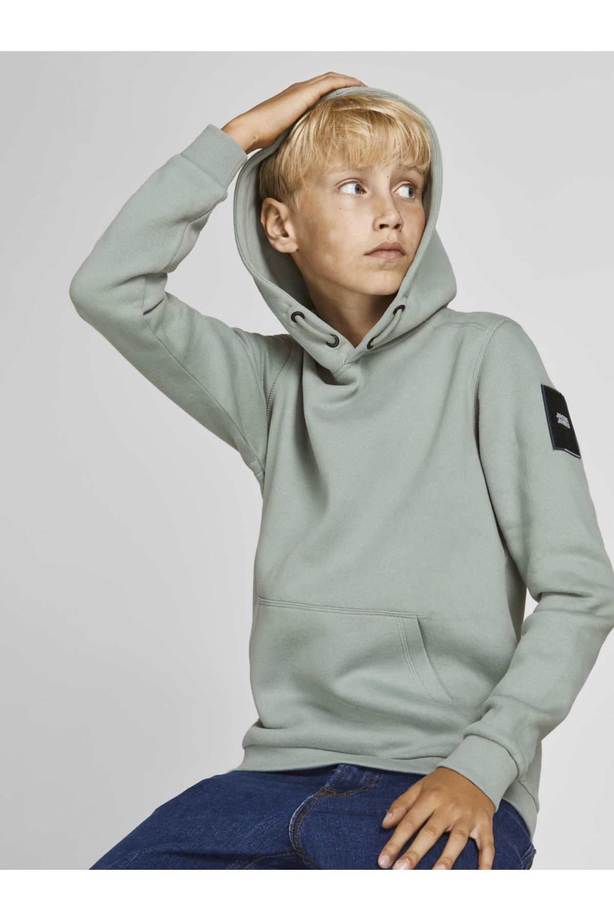 Düz Renk Kapüsonlu Çocuk Sweatshirt
