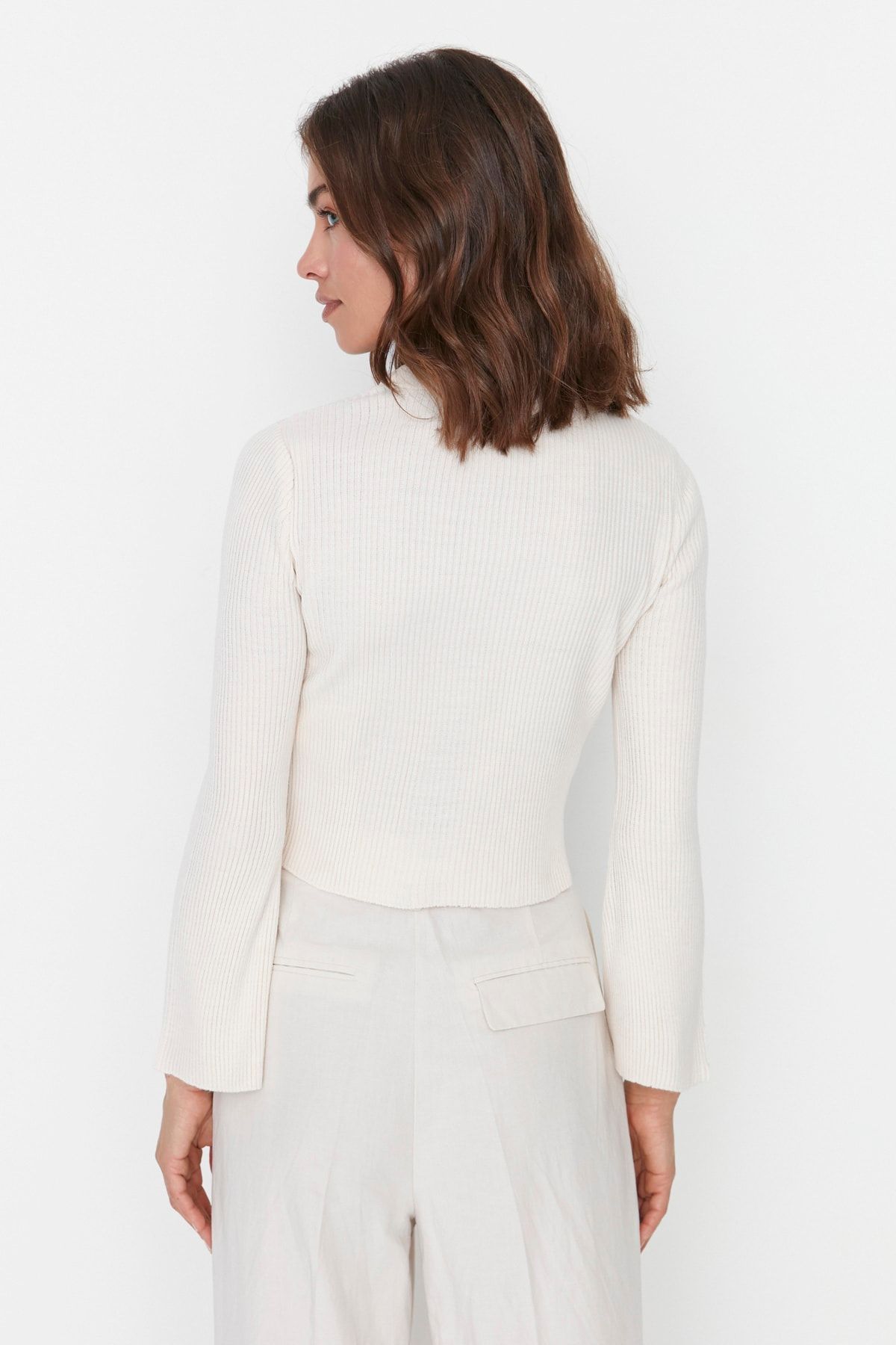 Trendyol Collection-Ecru Spanish Sleeve Knitwear Sweater TWOAW23KZ00509 5
